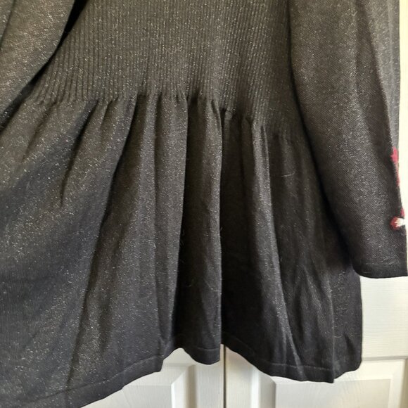 CJ Banks Plus Black Floral Embroidered Open Front Cardigan Coatigan Size 3X - Picture 4 of 6